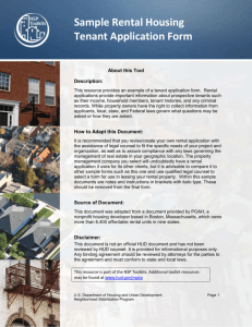 Sample Rental Housing Tenant Application