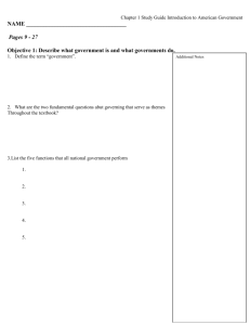 Objective 1: Describe what government is and what governments do