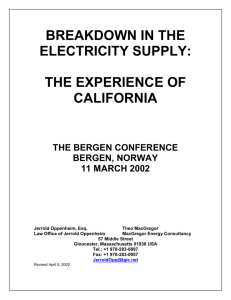breakdown in the electricity supply