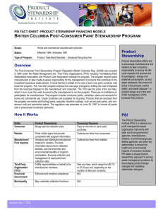 PSI Fact-Sheet Series on: - Product Stewardship Institute