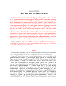 MYRON WEINER The Child and the State in India India has the