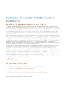CHAPTER 1 MANAGERIAL ACCOUNTING AND THE BUSINESS