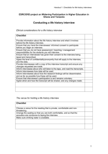 Life History Interview Checklist: Ethics & Best Practices