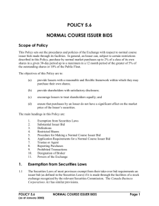 Policy 10: Normal Course Issuer Bids