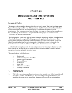 stock exchange take-over bids and issuer bids