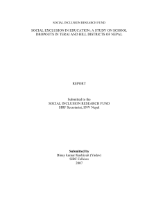 a Study on School Dropouts in Terai and Hill Districts of Nepal
