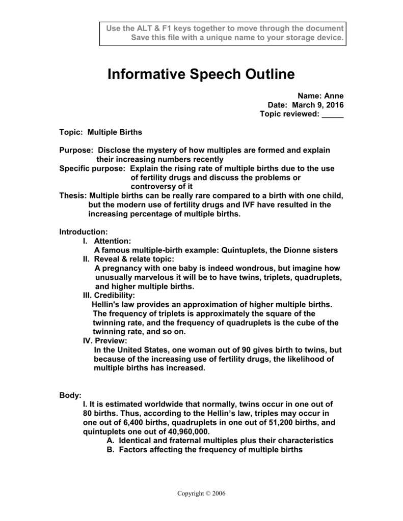 example situation of informative speech