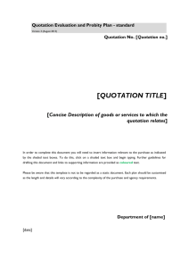 Quotation Evaluation and Probity Plan