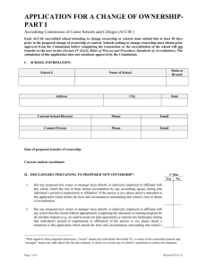 Application for a Change of Ownership Part I