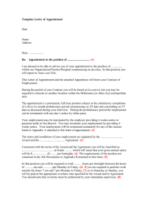 Template Letter of Appointment