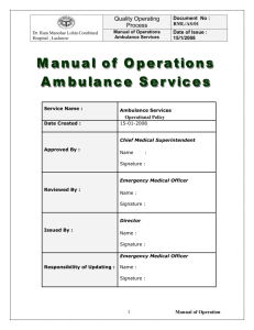 Policy for Ambulance Services - Department of Medical Health and