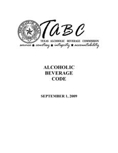 TABC Code - Texas Alcoholic Beverage Commission