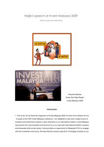 Najib's speech at Invest Malaysia 2009