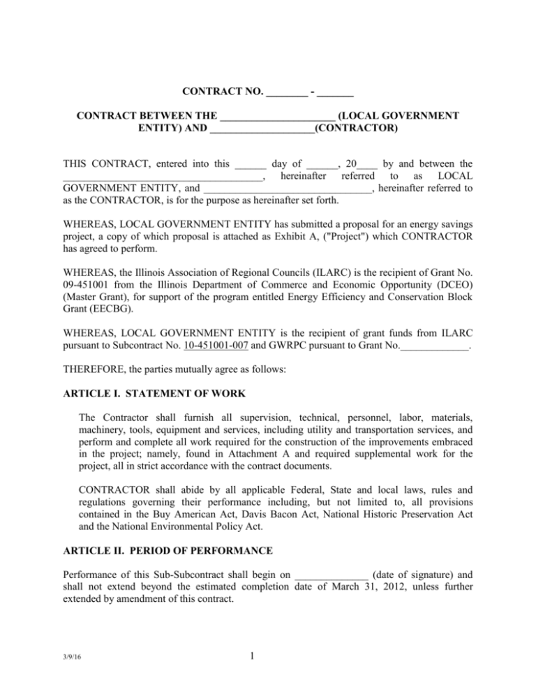 Cost Reimbursement Subcontract