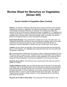 Review Sheet for Berachos on Vegetables (Siman 205)
