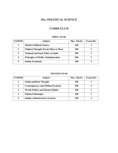 MA. POLITICAL SCIENCE CURRICULUM FIRST YEAR PAPERS