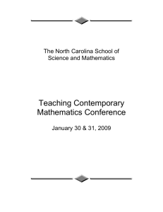 2009 Agenda - ncssm - North Carolina School of Science and