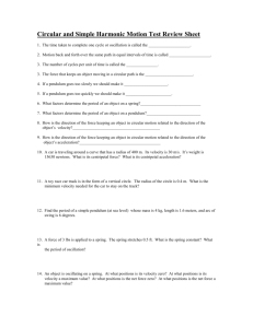 Circular and Simple Harmonic Motion Test Review Sheet