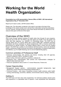 Working for the World Health Organisation