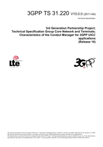 Characteristics of the Contact Manager for 3GPP UICC