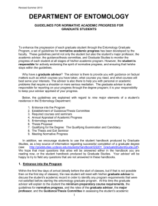 Entomology Graduate Program Academic Progress Worksheet