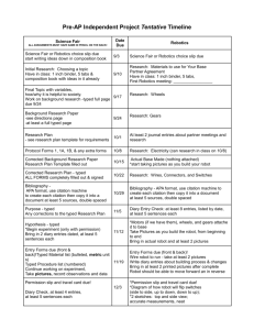 Pre-AP Independent Project Tentative Timeline Science Fair ALL