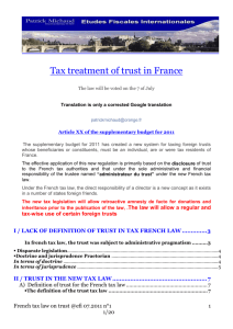 Tax treatment of trusts in France