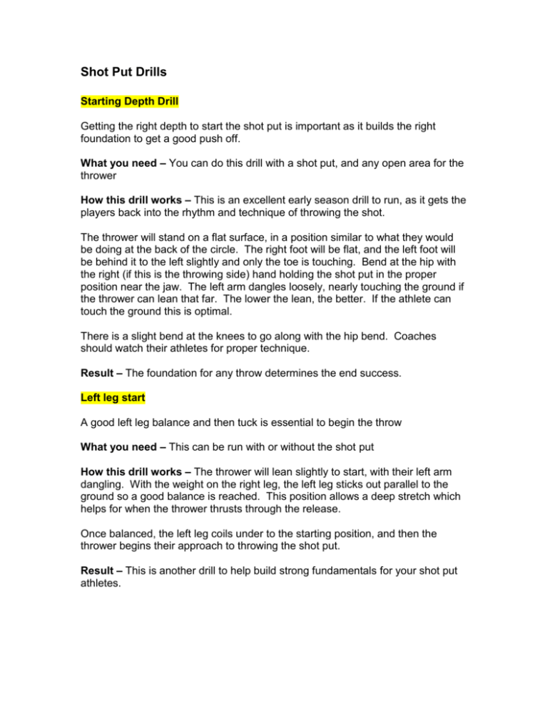 Shot Put Drills