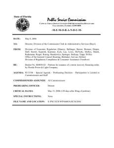 Recommendation (Regular) - Florida Public Service Commission