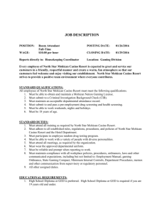 job description - North Star Mohican Casino Resort