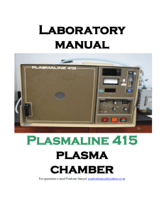 Laboratory manual Plasmaline 415 plasma chamber