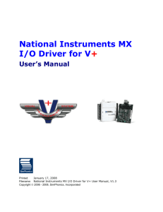 National Instruments MX I/O Driver for V+ User Manual, V1.3