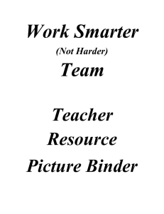 Work Smarter (Not Harder) Team Teacher Resource Picture Binder