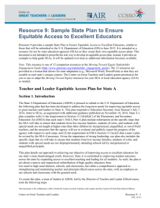 Sample State Plan to Ensure Equitable Access to Excellent Educators