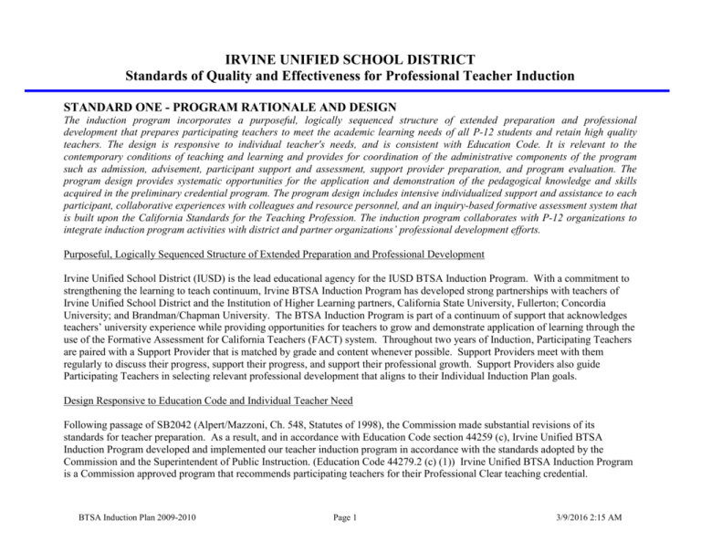 Program Design Irvine Unified School District