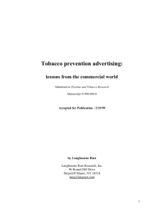 Tobacco Prevention Advertising: Lessons from the Commercial World