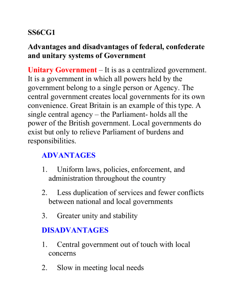 What Are The Advantages And Disadvantages Of A Federal System Of Government