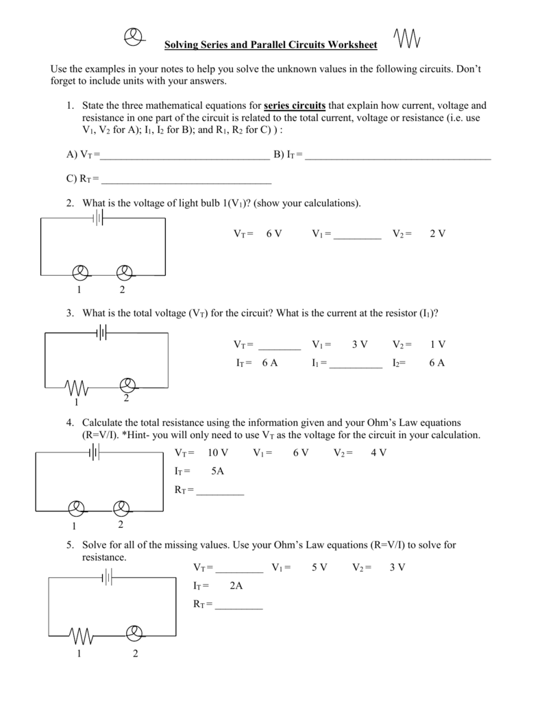 How To Distinguish Between Series And Parallel Circuits Worksheet