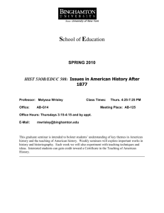 HIST 53OB/EDUC 508: Issues in American History After 1877