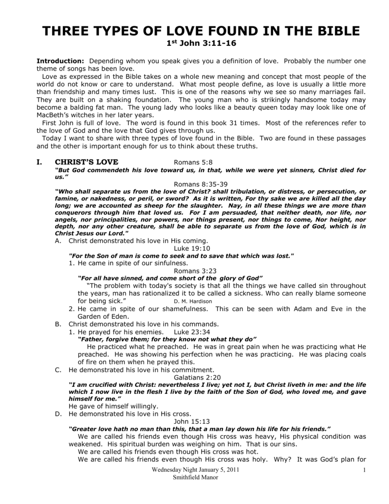 Three Types Of Love Found In The Bible