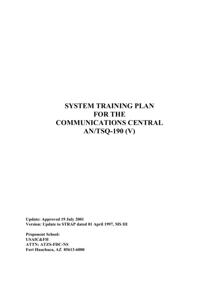 SYSTEM TRAINING PLAN (STRAP)