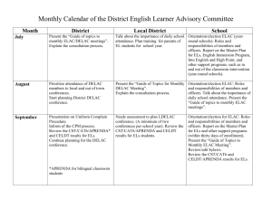 Monthly Calendar of the District English Learner Advisory Committee