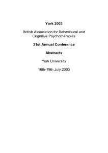 Yorkk 2003 - BABCP Conference