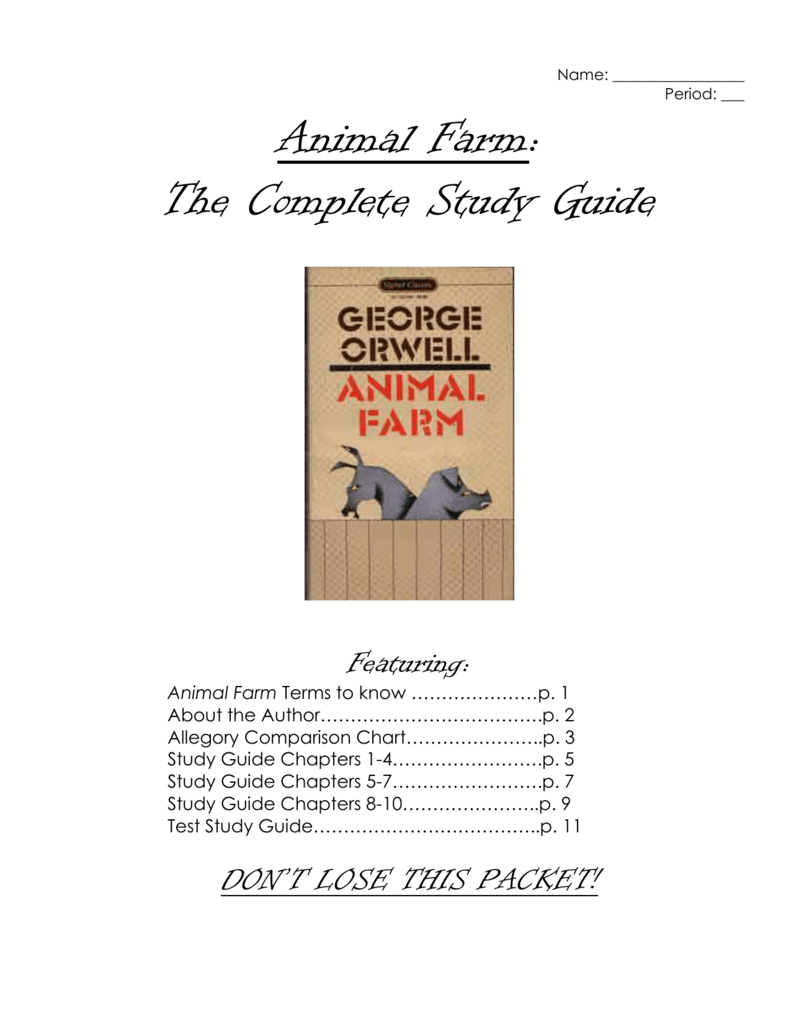 Animal Farm Allegorical Comparison Chart