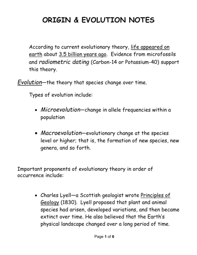 origin-of-life-and-evolution-notes