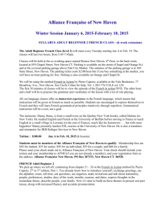 Alliance Française of New Haven Winter Session January 6, 2015