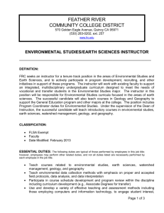 Environmental Studies/ Earth Sciences Instructor