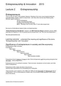 Lecture 2- Entrepreneurship