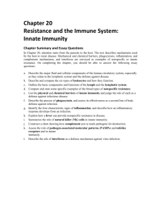Chapter 20: Resistance and the Immune System