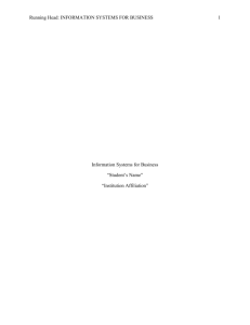 INFORMATION SYSTEMS FOR BUSINESS 1 Information Systems